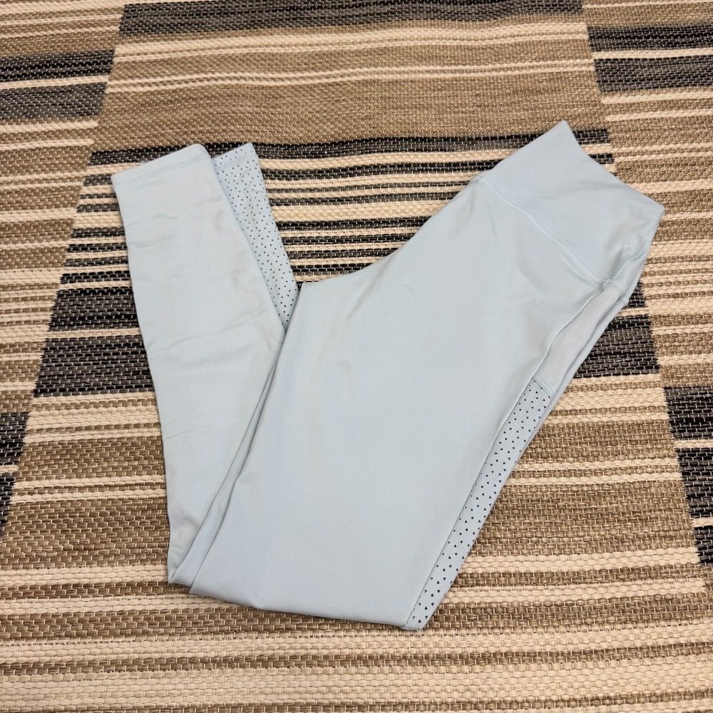 Buffbunny Collection Leggings Large Laser Cut High Rise Gym Workout Blue Pants